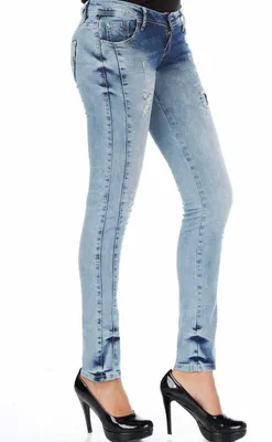 Produktbild von WD226 Damen Slim-Fit-Jeans mit Used-Effekten