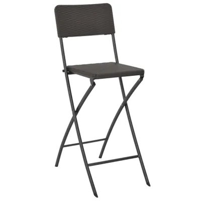 Image de vidaXL Chaises de bar pliantes 2 pcs. HDPE et acier brun aspect rotin
