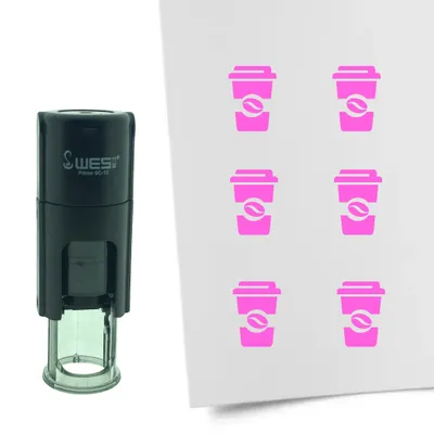 Obrázek produktu pro CombiCraft Razítko Coffee-to-go nebo Coffee Cup 10mm kulatý - růžový inkoust