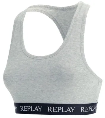 Obrázek produktu pro REPLAY Dámská sportovní podprsenka Racerback, velikost XL, šedá/černá, prodyšná, pohodlná