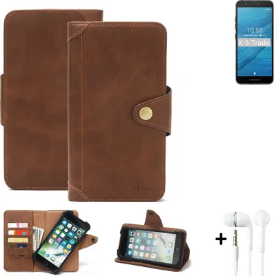 Produktbild von K-S-Trade Handyhülle Schutzhülle kompatibel mit Fairphone Fairphone 3  Walletcase Bookstyle Schutz Case Hülle Wallet Flipcase Cover PolyurethanBraun inkl.