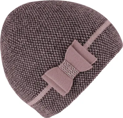 Fiebig Strickmütze für Damen meliert mit Schleifen-Detail in rosa