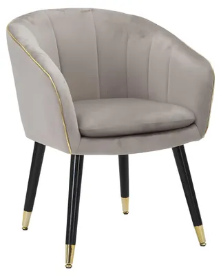 Immagine prodotto di Poltrona Paris Glam Grigia e Oro - Poltrona Imbottita in Tessuto con Gambe in Legno Nero e Dettagli Oro, Dimensioni 62x58x78 cm
