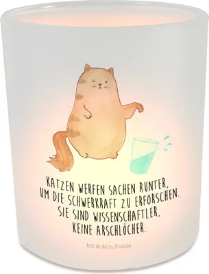 Produktbild von Mr. & Mrs. Panda Teelichthalter Katze Wasserglas - Transparent - Geschenk, Katzen, Neugierig, Glas, Kerzenhalter, Kerzenglas, Windlicht, Cat, Wissenschaftler, Wasser