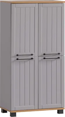 Produktbild von Badschrank in Landhaus-Optik, grau mit Eiche Nb., JAUSA-80, B/H/T ca. 59,8/116,9/32,6 cm