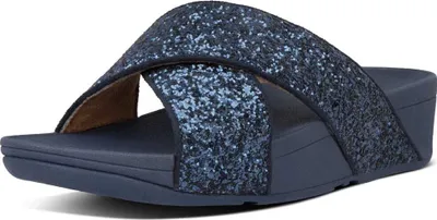 Produktbild von FITFLOP Lulu Glitzer-Zehentrenner aus PolyurethanGlitzer BLAU 42
