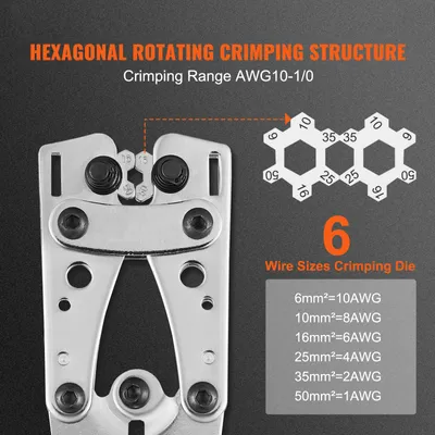 Obrázek produktu pro Krimpovací kleště pro kabely baterií, ergonomický design, robustní konstrukce, 395 mm, 4 kusy