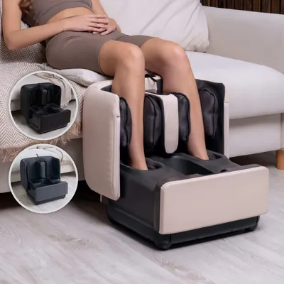 Zdjęcie produktu dla GESS PUF - wysokiej jakości masażer do stóp 3 w 1 z podnóżkiem otomana - masażer Shiatsu do stóp i łydek z funkcją podgrzewania i ugniatania