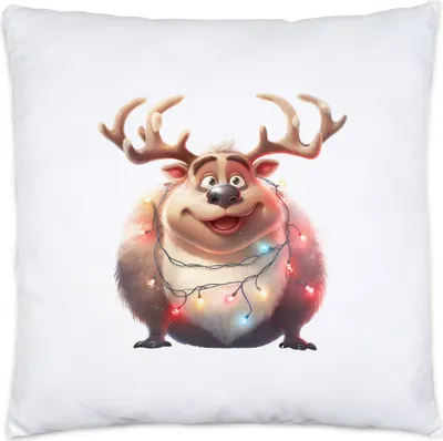 Produktbild von Lustiges Rentier Weihnachten Kissen Inkl. Füllung Lichterkette Adventsgeschenk