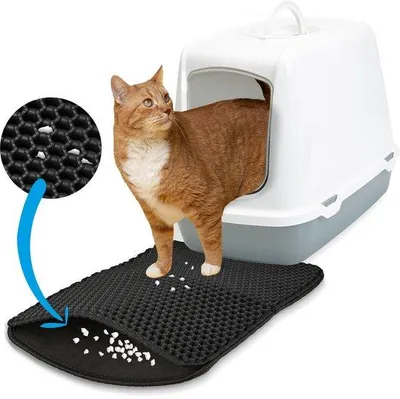 Image de Petit tapis pour chat lavable, noir, 30 x 40 cm, très petit format