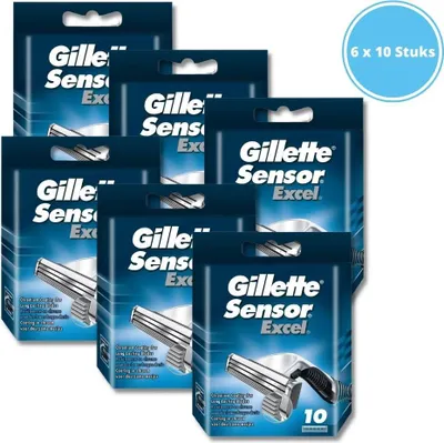 Produktbild von Gillette Sensor Excel Scheermesjes - Mannen - 6 x 10 stuks