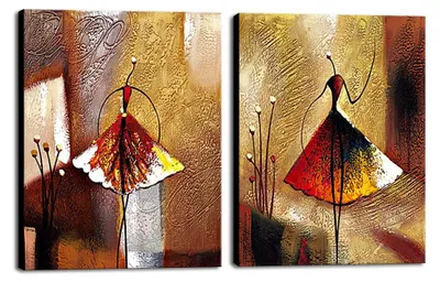 2er-Set abstrakte Ölgemälde auf Leinwand, 60x80 cm, handgemalt, modern