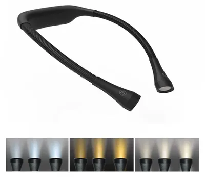 LED-Nackenlampe, 4 LEDs, 2000 mAh, wiederaufladbar, 3 Lichtmodi, dimmbar