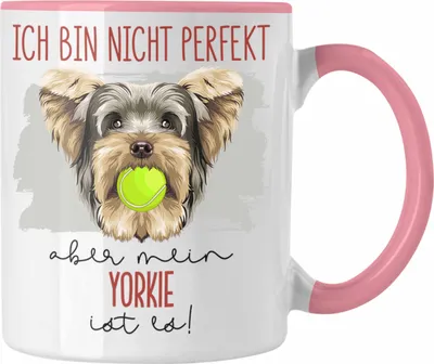 Produktbild von Trendation - Yorkie Besitzer Tasse Geschenk Lustiger Spruch Geschenkidee Besitzerin Ich Bin Nicht Perfekt Aber Mein Yorkie Ist Es (Rosa)
