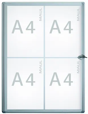 Obrázek produktu pro Vitrína MAUL MAULextraslim formát na výšku 4 x A4 hliník 3,1 x 49 x 65,1 cm stříbrná