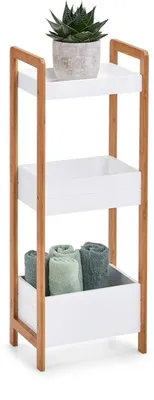 Standregal mit 3 Böden, Bambus/MDF, Weiß, 28x20x74 cm