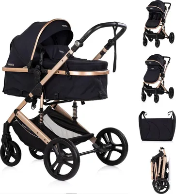 Produktbild von Chipolino Kinderwagen 2 in 1 Amore Getränkehalter Wickeltasche Fußabdeckung Korb black