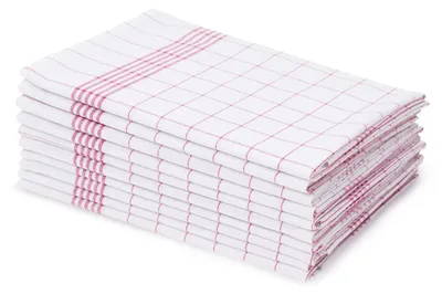 Obrázok produktu pre Omgoods – Sada 10 kuchynských utierok, 100% bavlna – červená