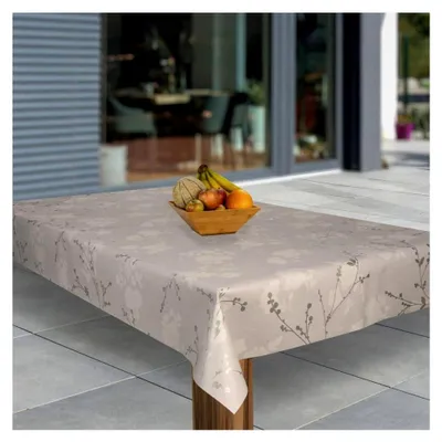 Produktbild von Wachstuch-Tischdecke Abwaschbar PVC Tischdecken Eckig Meterware Abwischbar, Muster: Blumen Weiß Grau, Größe: 110x210