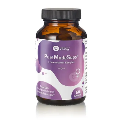 Zdjęcie produktu dla PureModeSups® – 60 kapsułek – preparat z przytulii z witaminą B6, magnezem i wapniem – cykl menstruacyjny i dobre samopoczucie kobiet