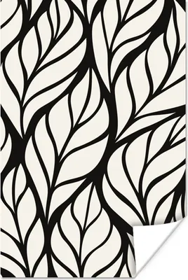 Produktbild von MuchoWow® Poster Natur - Muster - Blätter - Schwarz 80x120 cm - Papierdruck