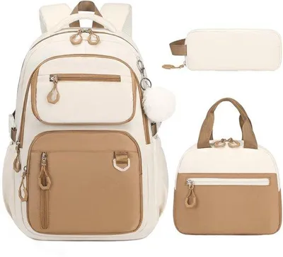 Produktbild von Unyqoos® Schulrucksack-Set für Mädchen & Teens, 45 x 31 x 18 cm – geräumiger Nylon-Rucksack mit Lunchbag & Etui, ergonomisch & reflektierend