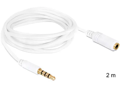 Produktbild von DeLOCK 3.5mm 2m, 3.5mm, Männlich, 3.5mm, Weiblich, 2 m, Weiß
