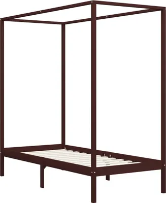 Produktbild von vidaXL Himmelbett-Gestell Dunkelbraun Massivholz Kiefer 100 x 200 cm