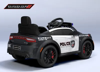 Immagine prodotto di Veicolo per bambini - Auto elettrica con licenza "Dodge Police" - Batteria da 12 V, 2 motori - Telecomando 2,4 Ghz, MP3