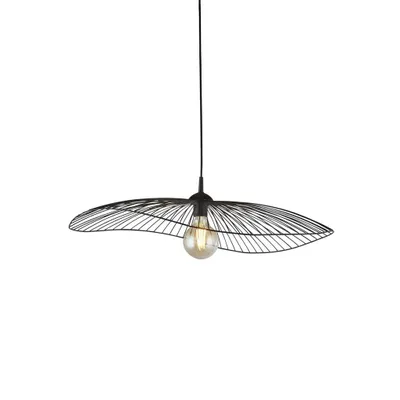Obrázek produktu pro Kovové závěsné svítidlo E27 Ø 53 cm V: max. 120 cm Klecové stínidlo černé kulaté retro závěsné svítidlo