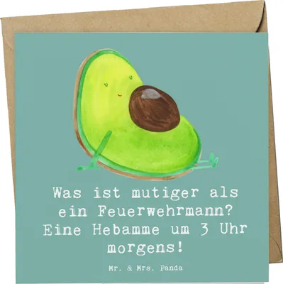 Produktbild von Mr. & Mrs. Panda Grußkarte Mutige Hebamme - Meeresbrise - Geschenk, Glückwunschkarte, Hebammenarbeit, personalisierte Geschenke, Geburtsvorbereitung, Klappkarte, Beruf