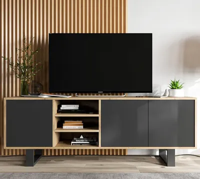 Zdjęcie produktu dla Szafka RTV NILA 5 150 dąb wotan/czarny mat
