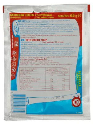 Produktbild von Rindfleischsuppe Podravka | Suppe mit Nudeln | Kräftig, herzhaft | 65 g