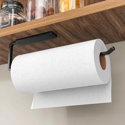 Produktbild von Ultiluxe Küchenpapierhalter - Küchenrollenhalter - Papierrollenhalter - 31 cm - Selbstklebend - Ohne Bohren - Aluminium - Schwarz