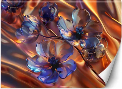 Produktbild von Vlies fototapete Glasblumen auf goldenem Hintergrund 250x175 cm Feeby Gold inkl. Kleber einfache Montage