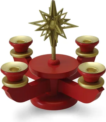 Obrázok produktu pre Adventný svietnik na 4 pyramídové sviečky červený ŠxVxH 20x18x20cm NOVINKA
