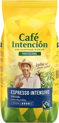 A bag of coffee beans with a man on it.