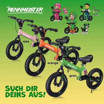 Produktbild von RENNMEISTER Kinderlaufrad mit Bremse Rosa
