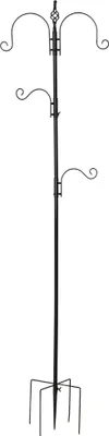 Image de PawHut Mangeoire à oiseaux station d'alimentation décorative pour oiseaux station d'alimentation pour oiseaux sauvages avec 4 crochets 54,5 x 54,5 x 208 cm noir