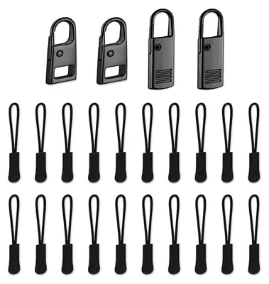 24-teiliges Reißverschluss-Set, Metall, schwarz, universell
