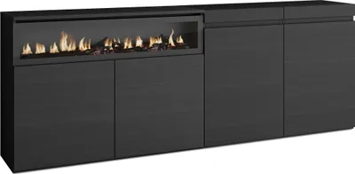 Produktbild von Sideboard, Highboard, 200x35x75cm, 4 Türen, Elektrokamin. farbe Schwarz