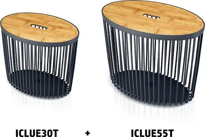 Image de Set 2 univerzálních oválných košů s bambusovými víky CLUBO 30+55 l - barva:  antracit
