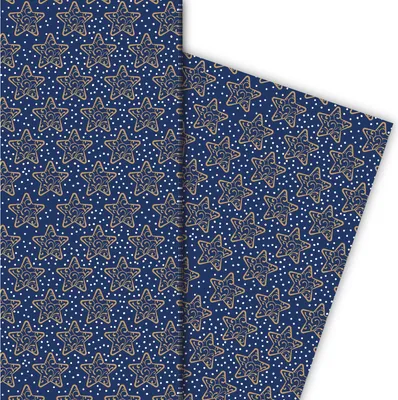 Produktbild von Winter Weihnachtspapier mit Ornament Sternen, blau, 32 x 48cm - G9889, 32 x 48cm