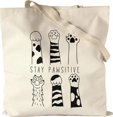 Produktbild von Stay Pawsitive Jutebeutel Katzenliebhaber Geschenkidee Cat Mom Cat Dad