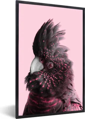 Produktbild von MuchoWow® Gerahmtes Poster Kakadu - Vogel - Rosa 60x90 cm - Poster mit Schwarzem Bilderrahmen Wandposter Rahmen Foto Bilder - Kunst