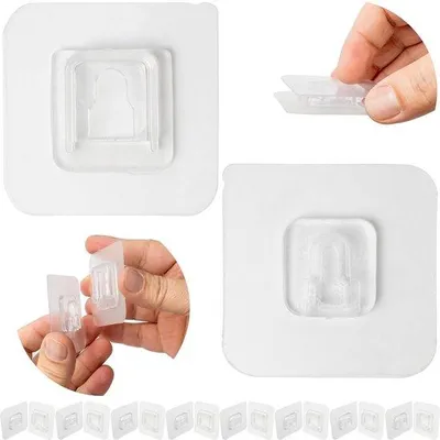 Image de Crochets autocollants transparents - multifonctionnels - lot de 8