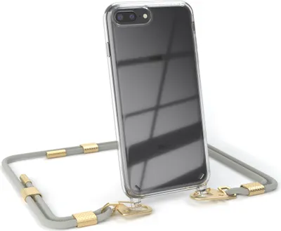 Produktbild von EAZY CASE Handykette für Apple iPhone 8 Plus / 7 Plus, Transparente Silikonhülle mit Band, Clear Case, abnehmbar in  Beige