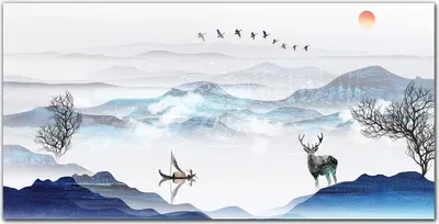 Produktbild von Coloray Bild aus Leinwand 120x60 Leinwand Dekoration - Deer Spitze des Baumes