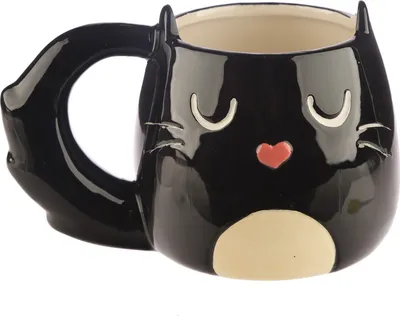 Produktbild von FELINE FINE Keramik Tasse KATZE schwarz Henkeltasse NEU