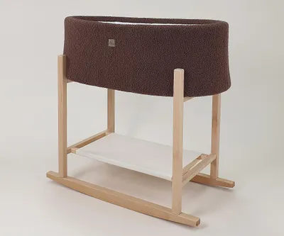 Image de Nacelle avec matelas et structure à bascule - Teddy Mokka de KleinBaby Nacelle avec structure en bois Berceau Structure pour berceau Nacelle Berceau à bascule